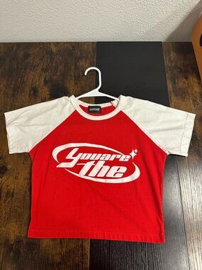 Kids Red & White Graphic Raglan Tee
